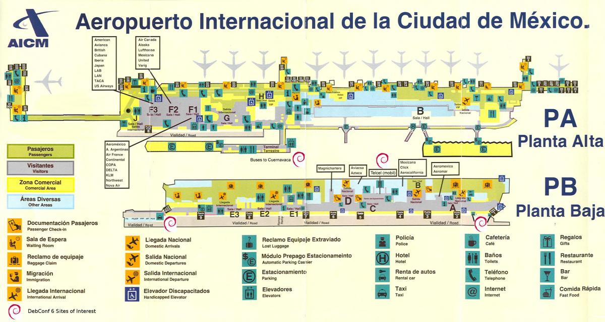 Cidade do méxico internacional aeroporto mapa