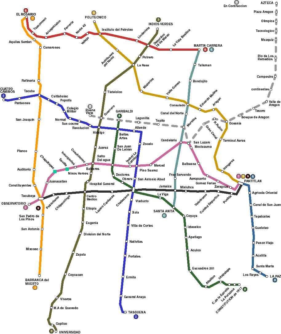 mapa de Cidade do México de ônibus