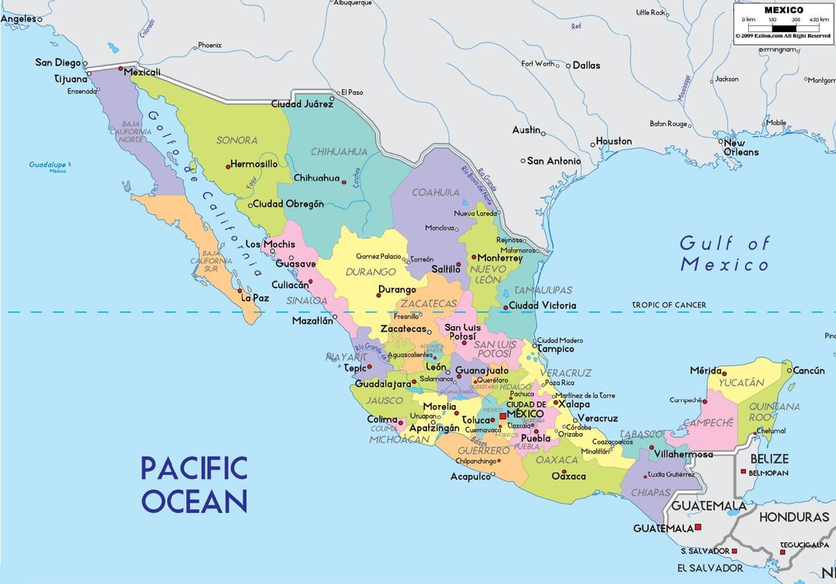 mapa de Cidade do México estado