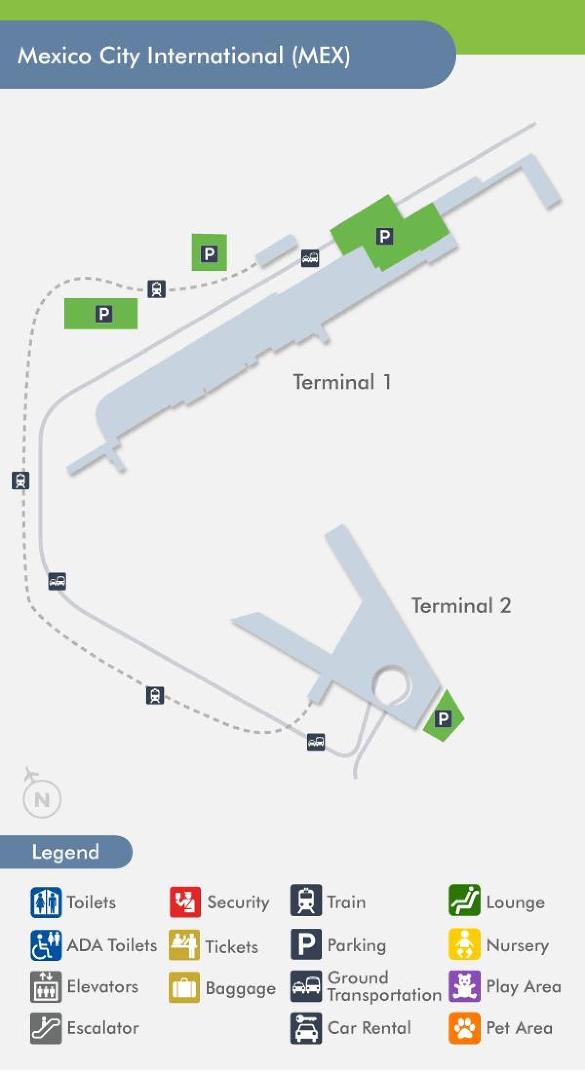 Aeroporto da Cidade do méxico terminal mapa
