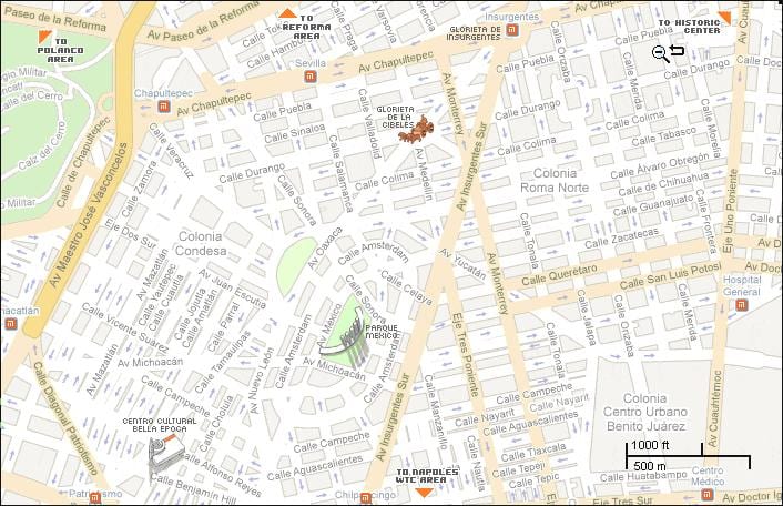 mapa da condesa Cidade do México
