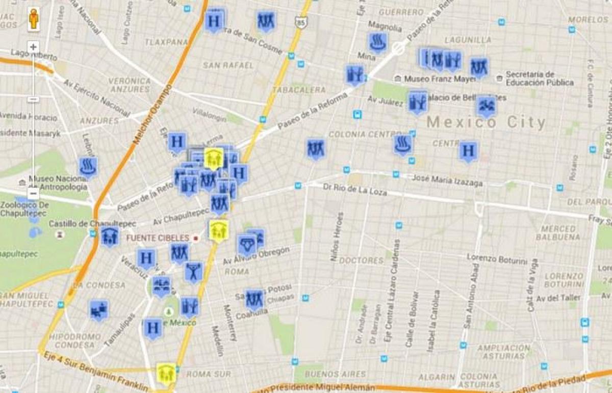 gay mapa de Cidade do México