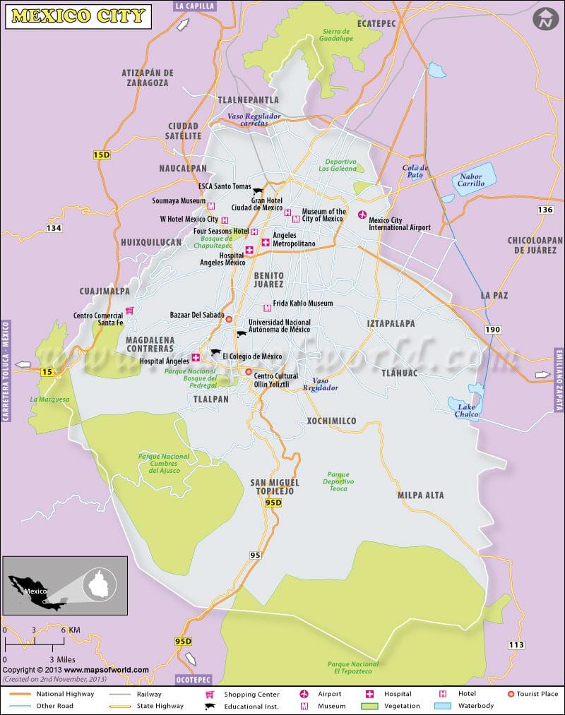 Cidade do méxico, mapa de localização
