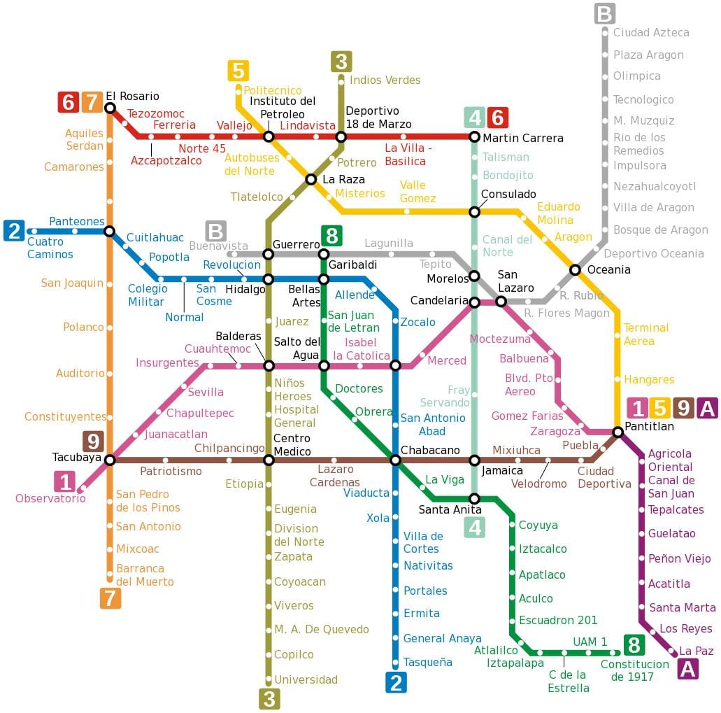 Mapa do metrô da Cidade do méxico