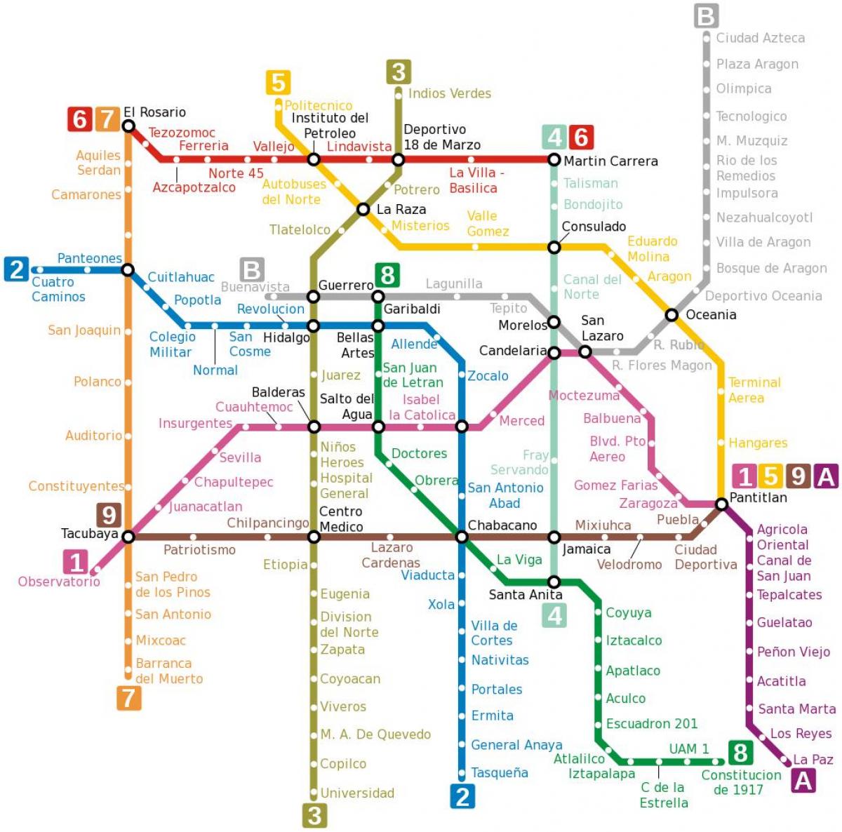 México df mapa do metrô