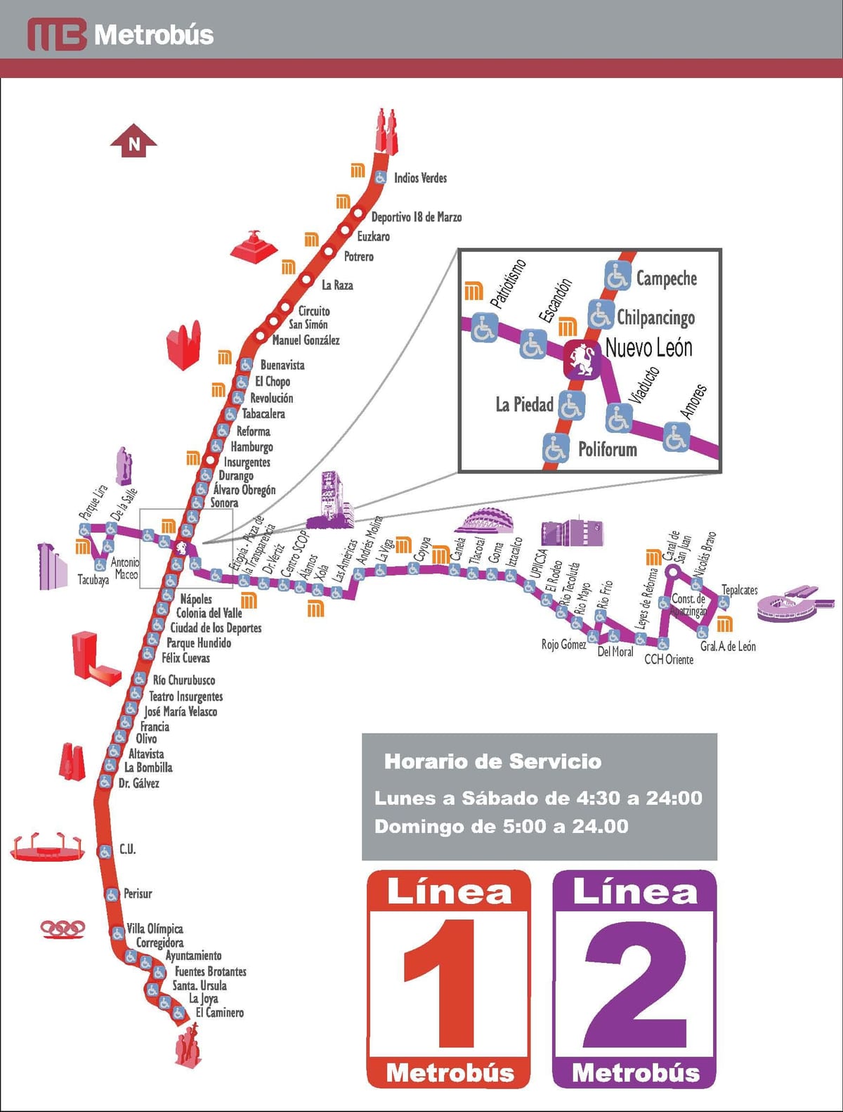 mapa da metrobus Cidade do México