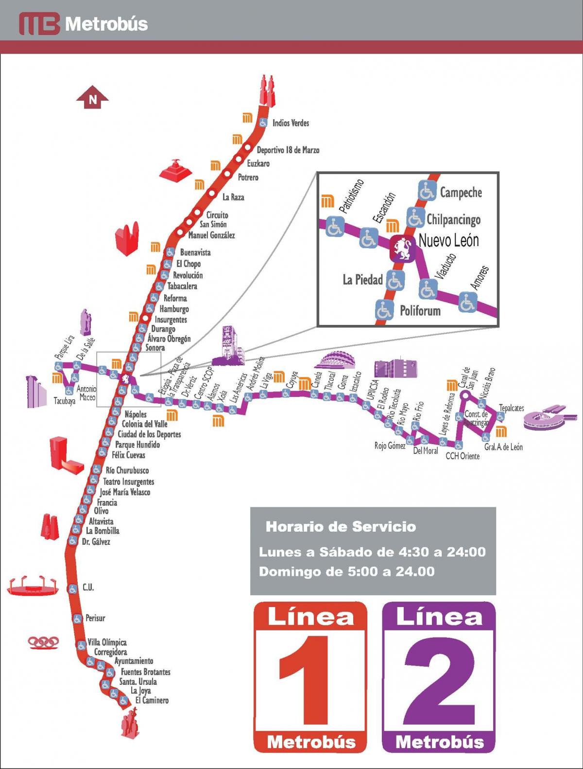 mapa da metrobus Cidade do México