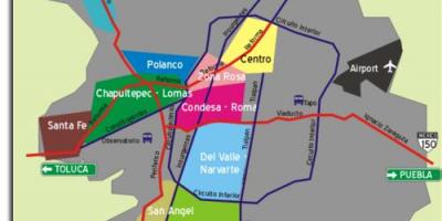 Cidade do méxico, mapa de bairros