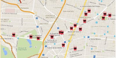 Turibus Cidade do México mapa de rotas