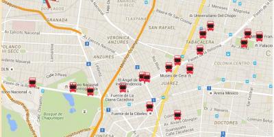 Turibus Cidade do México mapa de rotas